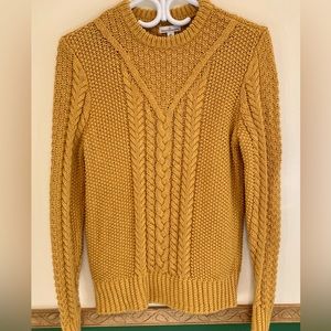 L.L. Bean Women’s Signature Cotton Fisherman Pullover Sweater - Mustard XS